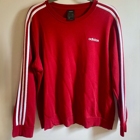Women's XL Adidas 3 Stripe Fleece Crewneck Sweatshirt - Picture 1 of 2